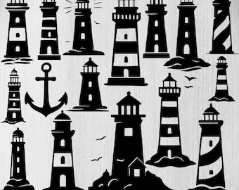 Lighthouse SVG Bundle, Lighthouse PNG Bundle, Lighthouse Cut Files for Cricut, Maritime Svg, Lighthouse Clipart, Ocean Svg, Nautical Svg