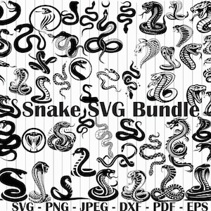Snake Svg Bundle, Snake Clipart, Snake Png Bundle, Snake Silhouette, Snake Cut Files For Circut, Cobra Svg, Snake Vector, Snake Svg,Png.Pdf