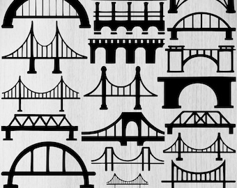 Bridge Svg Bundle, Bridge Png Bundle, Bridge Silhouette, Bridge Clipart, Wooden Bridge Svg, Building Bridge Svg, Bridge Cut Files Circut