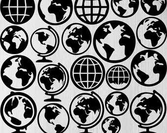 Globe Svg Bundle, Globe Png Bundle, Globe Clipart, Globe Cut Files For Circut, Globe Silhouette, World Svg, Planet Svg, Outline Globe Svg