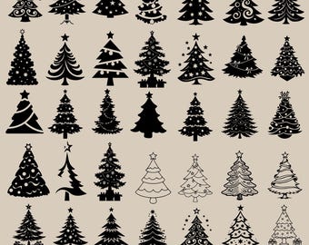 Christmas Tree Svg Bundle, Christmas Tree Clipart, Christmas Tree Silhouette, Christmas Tree Cut Files For Circut, Pine Tree Svg, Tree Svg