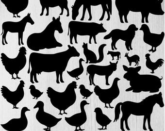 Farm Animals Svg Bundle, Farm Animals Png Bundle, Farm Animals Clipart, Farm Animals Silhouette, Cute Farm Animals Svg, Farm Animals Circut