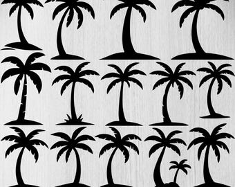 Palmboom Svg-bundel, palmboom Png-bundel, palmboom Clipart, palmboom silhouet, strandleven Svg, zomer Svg, palmboom Svg-silhouet