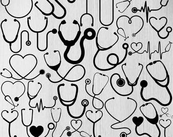 Stethoscope Svg Bundle,  Stethoscope Clipart,  Stethoscope Cut Files For Circut, Stethoscope Heart Svg,  Stethoscope Silhouette Png,Eps