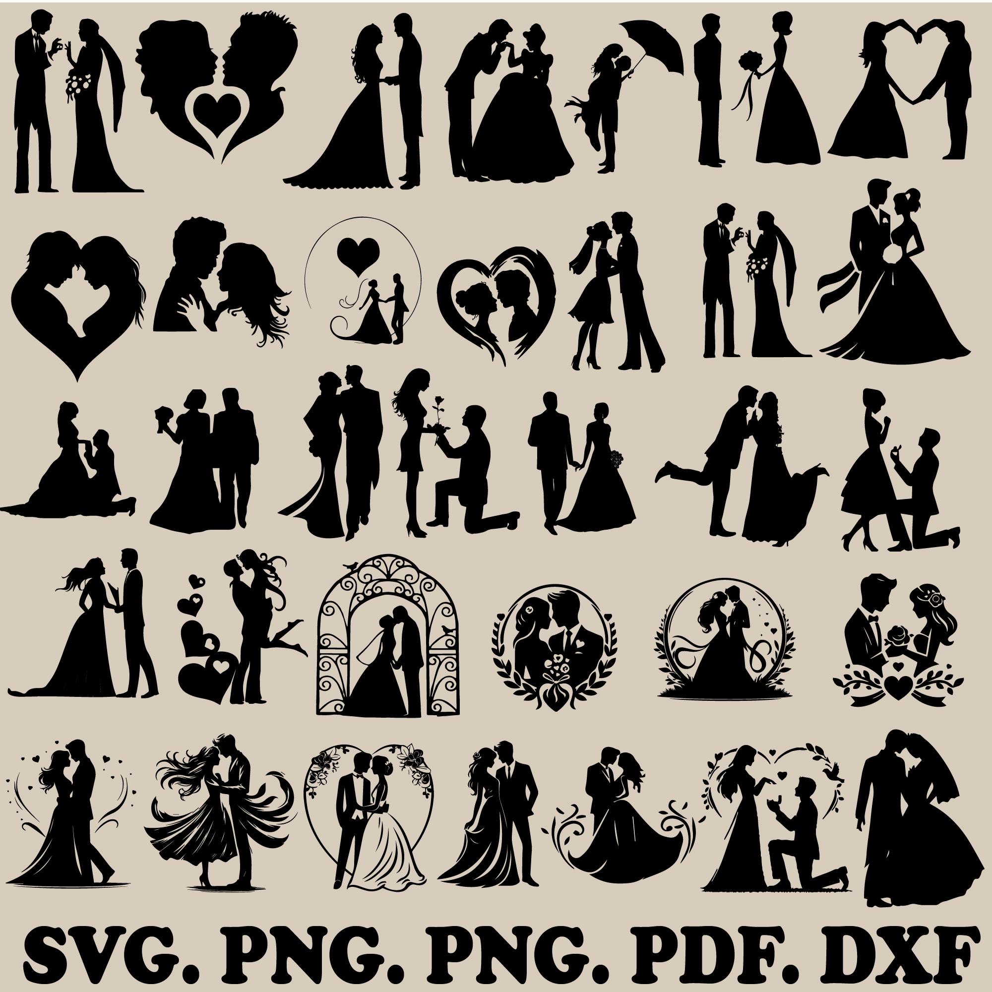 Couple SVG Bundle, Couple Lover Svg, Weeding Couple Silhouette, Couple Cut  File, Celebration Wedding Svg, Couple SVG Cut Files For Cricut, image size:2000x2000