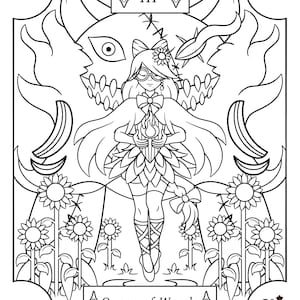 Queen of Wands – Video Game Tarot Card Coloring Page Bayonetta Origins