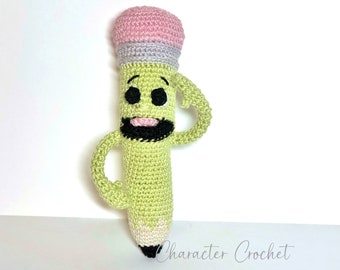 Handmade Crochet Amigurumi Pencil doll with bendable arms (Lime Green)