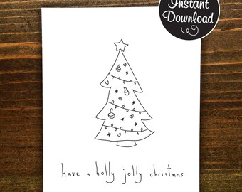 Printable Christmas Card.Cute Printable Christmas card.Downloadable Christmas card.Digital Christmas Card.Instant Download.Holly Jolly.Xmas