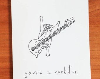 You're A Rockstar - Printable Greeting Card - Digital Download