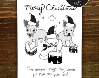 Christmas Snugs.Printable Christmas Card.Cute Printable Christmas card.Downloadable Christmas card.Digital Christmas Card.Instant Download.