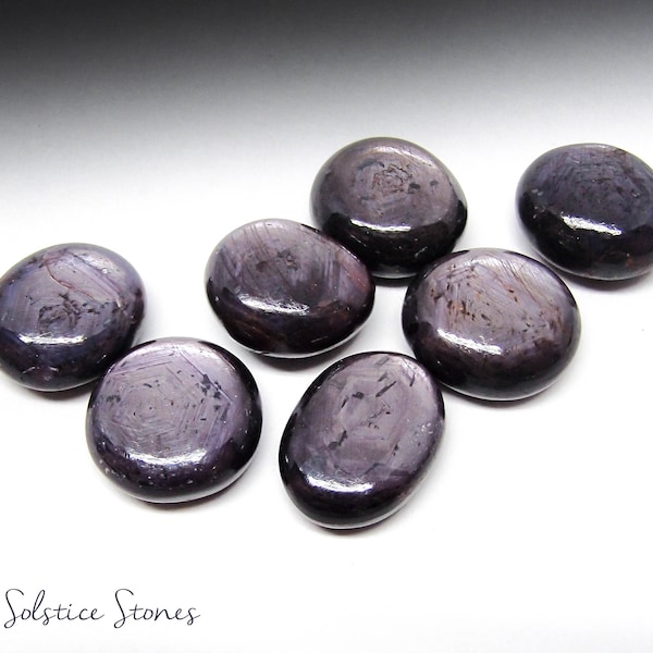 One Mini STAR SAPPHIRE Crystal, Small Tumbled Stone, Black Purple Flash, Polished Corundum Gem || Ethically Sourced || solsticestones.com