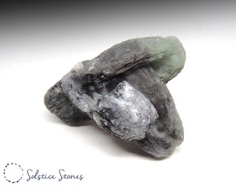 Special BLACK STILBITE Crystal w/ Green Celadonite, Double Terminated Cluster ✧ Ethically Sourced Crystal from Solstice Stones