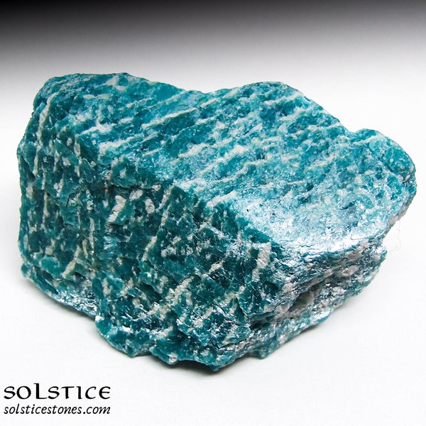 Gorgeous Rough AMAZONITE Crystal, Chatoyant Microcline Feldspar, Raw Specimen, Mineral Collection || Ethically Sourced || solsticestones.com