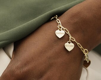Personalized Heart Bracelet, Mama Bracelet, Custom Name Bracelet, Birthday Gifts for Her, Kids Name Bracelet for Mom, Anniversary Gift