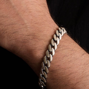 925 Sterling Silver Curb Cuban Chain Bracelet, Heavy Chain For Man, Masculine Jewelry, Handmade Cuban Chain, Gift for Him, Anniversary Gift