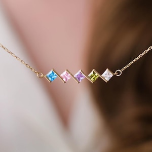 Family Birthstone Necklace, Birthstone Necklace for Mom, Multi Birthstone Jewelry, Birthstone Jewelry, Gift For Mom, Mothers Day Gift