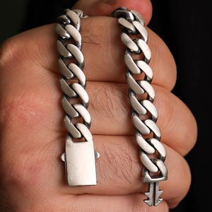 925 Sterling Silver Men Cuban 10mm Link Chain Bracelet, 10mm Miami Cuban Link Bracelet, Masculine Jewelry, Handmade Cuban Chain For Him