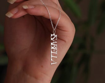 Personalized Vertical Name Necklace, Custom Name Necklace, Custom Word-Number-Emoji, Necklace for Women, Handmade Jewelry, Christmas Gift