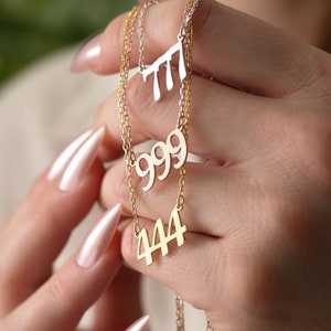 Custom Number Necklace, 444 Necklace, Protection Number Necklace, Lucky Number Necklace, Number Necklace, Gift for Her, 777 Necklaces