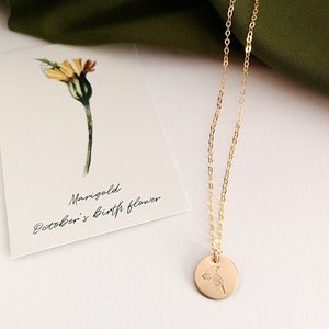 October Birth Flower necklace - Marigold