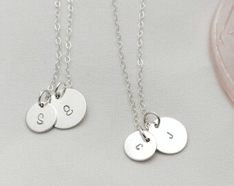 Double Disc Personalised necklace in sterling silver - choose your letter style