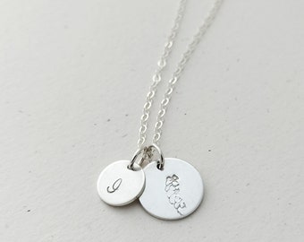 Personalised Birth Flower necklace - silver - birthday jewellery