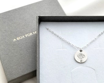 Silver Birth Flower necklace - birthday jewellery - sterling silver