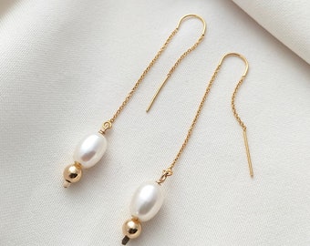 Long Pearl ear threader earrings