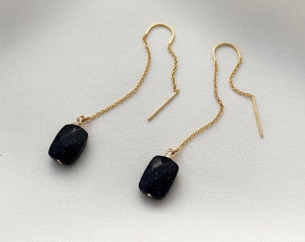 Night Sky ear threader earrings with blue sandstone