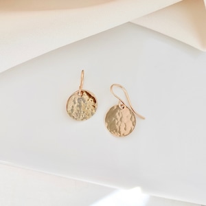 Hammered Gold Disc earrings - dainty danglys