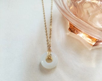 Donut Gemstone necklace - choose your colour - fine gold filled chain