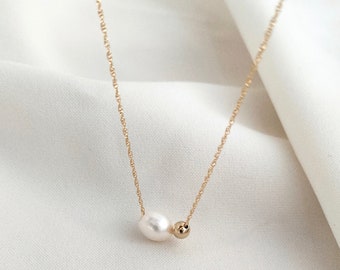 Pearl & gold bead necklace - bridal jewellery