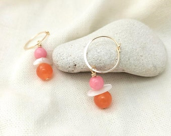 Pink and Orange Hoop earrings