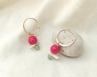 Pink and Green Hoop earrings