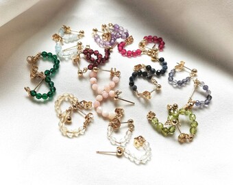 Birthstone ear hugger earrings - dainty gemstone studs