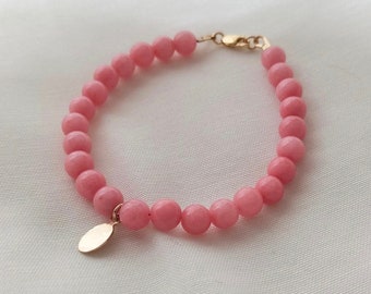 Pink Jade Beaded bracelet