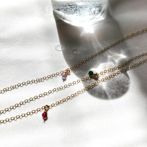 Small gemstone drop necklace