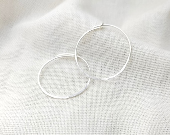 Classic Silver Hoop earrings - hammered finish