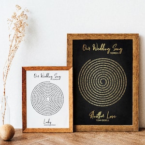 Personalised Wedding Song Lyrics | Custom Anniversary Gift | Circular Song Art | Unique Wedding Decor | Song Lyric Wall Art | Wedding Decor