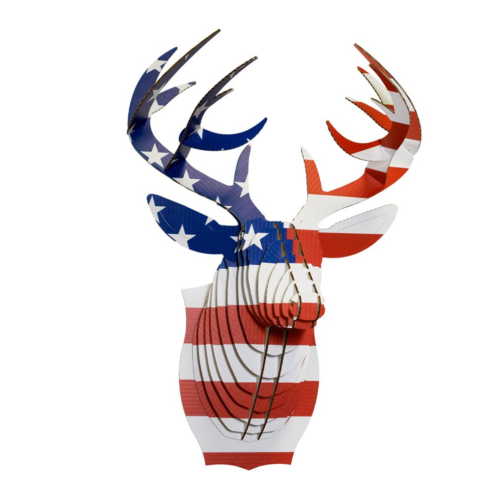Cardboard Safari Bucky Cardboard Deer Head U.S. Flag Etsy