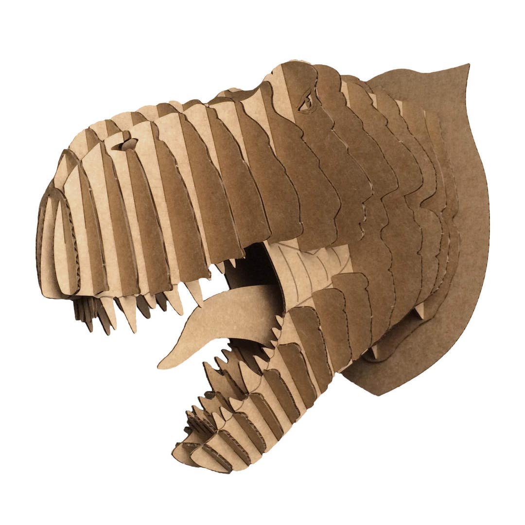 Cardboard Safari Rex Cardboard Dinosaur Head Etsy
