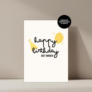 Alles Gute zum Geburtstag beste Wünsche druckbare Grußkarte, druckbare Geburtstagskarte, Geburtstag Karte Digital, 13 x 18 Karte, Instant Download