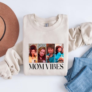 Felpa con scritta &quot;Mom Vibes&quot; anni &#39;90, felpa con cappuccio divertente per mamma, felpa con scritta &quot;Mom Life&quot;, maglietta divertente alla moda per mamma, felpa divertente retrò per mamma, regalo per la festa della mamma