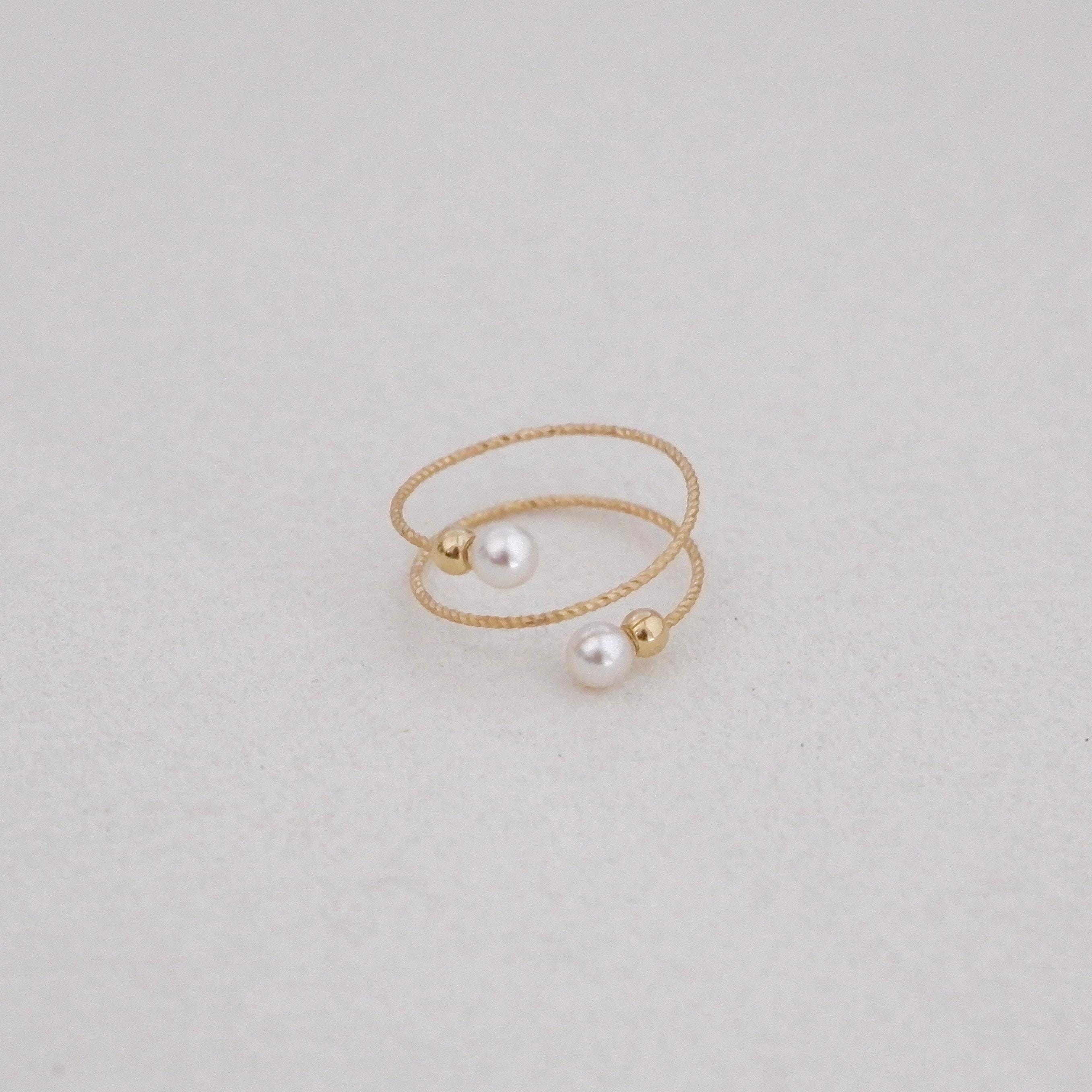 18K ツインパール付きツイストリング 【公式通販】