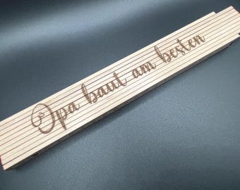 personal folding rule made of beech with engraving - the perfect gift for every craftsman & DIY enthusiast