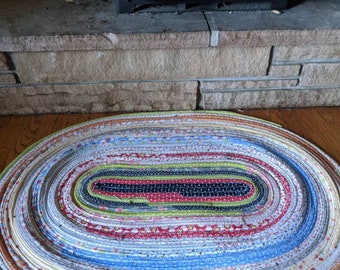 Rustic, farmhouse style,chic rug,rag rug,jelly roll rug