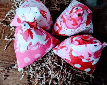 Valentine's Pin cushions, chicken pin cushions, rustic pin cushions, fabric pin cushions