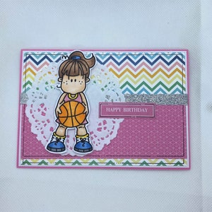 Birthday Card -  Happy Birthday - Basketball, Girls, Basket ball - Sports