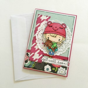 Get Well Soon Card - Teddy bear - Get better, Feel better, Sickness Card