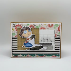Carte d'anniversaire - joyeux anniversaire - carte de voeux, gamer - gamers - gamer girl - gaming- jeu vidéo - jeux vidéo - console - fleurs